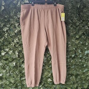 Men's NWT XL Casual Mauve Jogger Pants All In Motion Cotton Fleece Drawstring